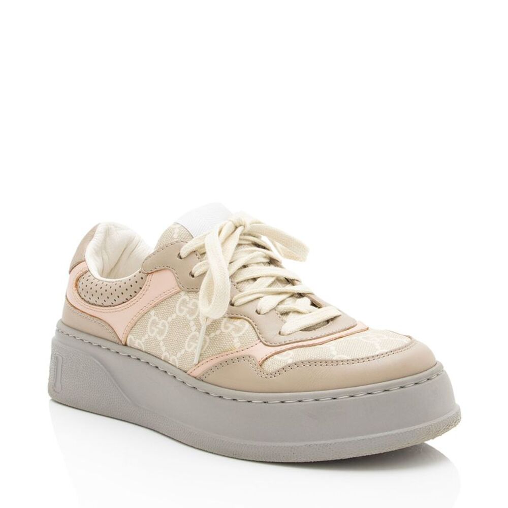 Gucci GG Supreme Leather Interlocking G Platform Sneakers - Size 7.5 / 37.5